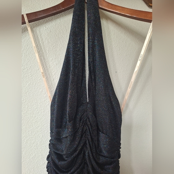 BCBG MAXAZRIA Womens Black Rainbow Sparkle Long Halter Dress. Size S - Picture 3 of 10